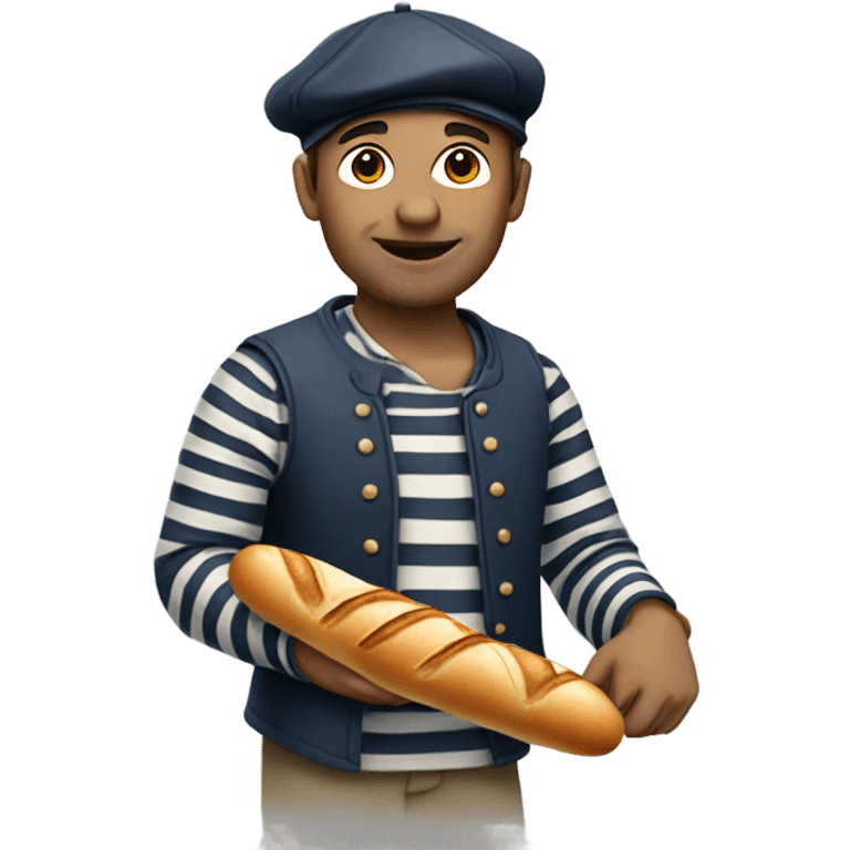 french painter wearing stripes with a beret and baguette emoji