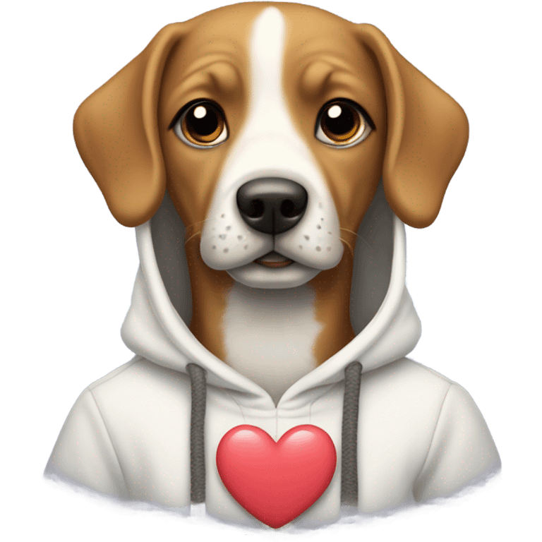 My favourite dog in nice hoodie with heart on his head emoji