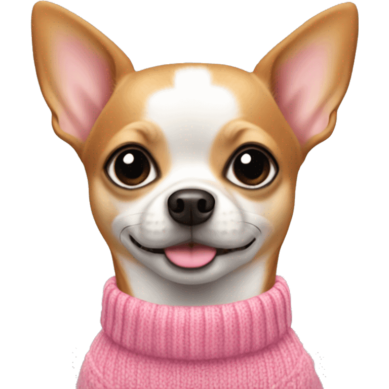 Dog chihuahua white and ginger with a pink sweater emoji