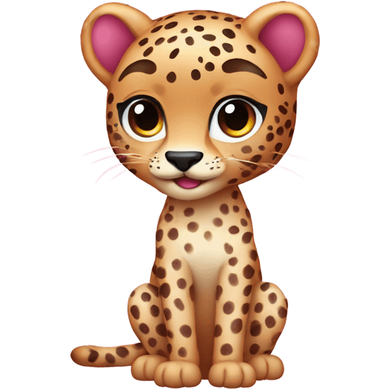 Pink ombre full-body cheetah with glitter emoji