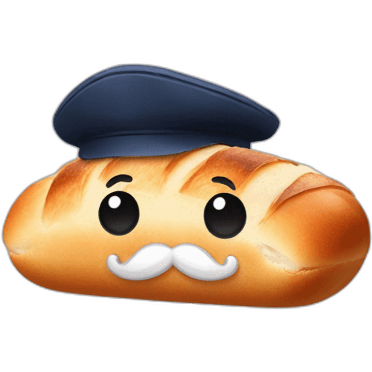 A baguette with a French beret and a mustache emoji