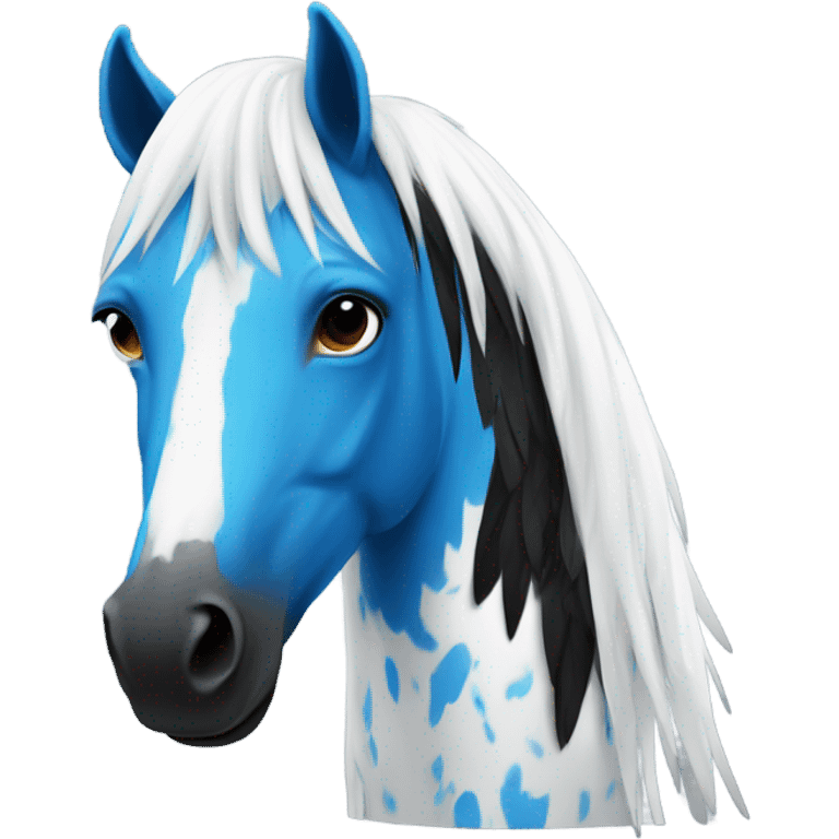 Horse magpie bai white mane the eyes are blue emoji