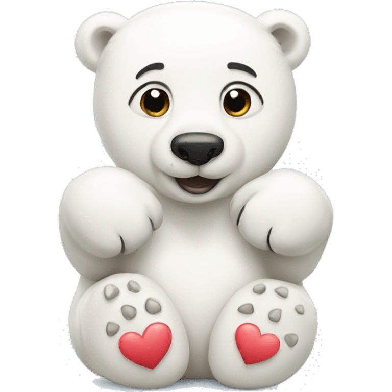 polar bear with hearts emoji