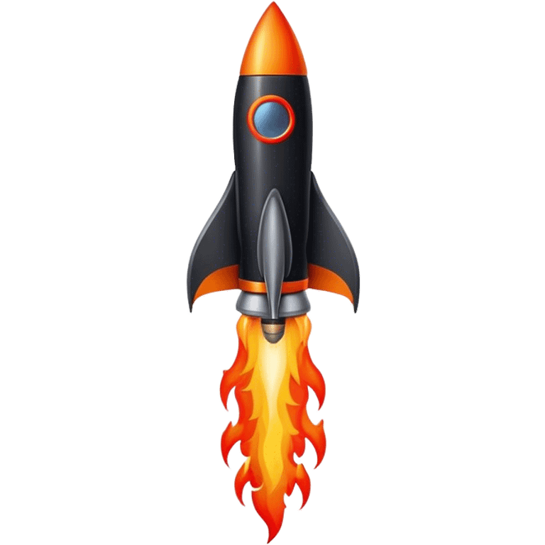 fine black rocket with fire color france emoji