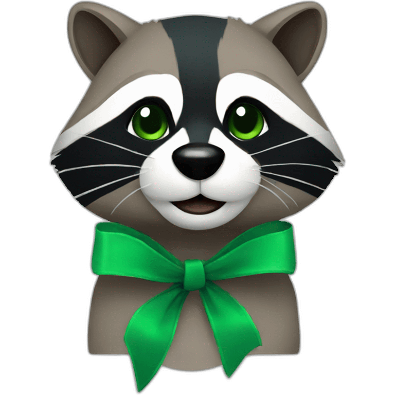 a Raccoon with a green ribbon emoji