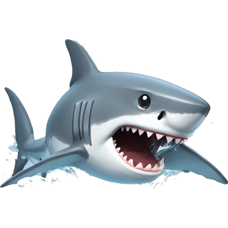 A white shark splashing water emoji