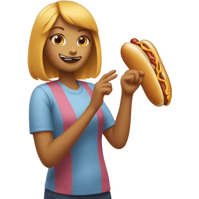 Cat slapping a girl with a hot dog emoji