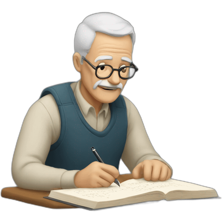 the old man writes to the book emoji