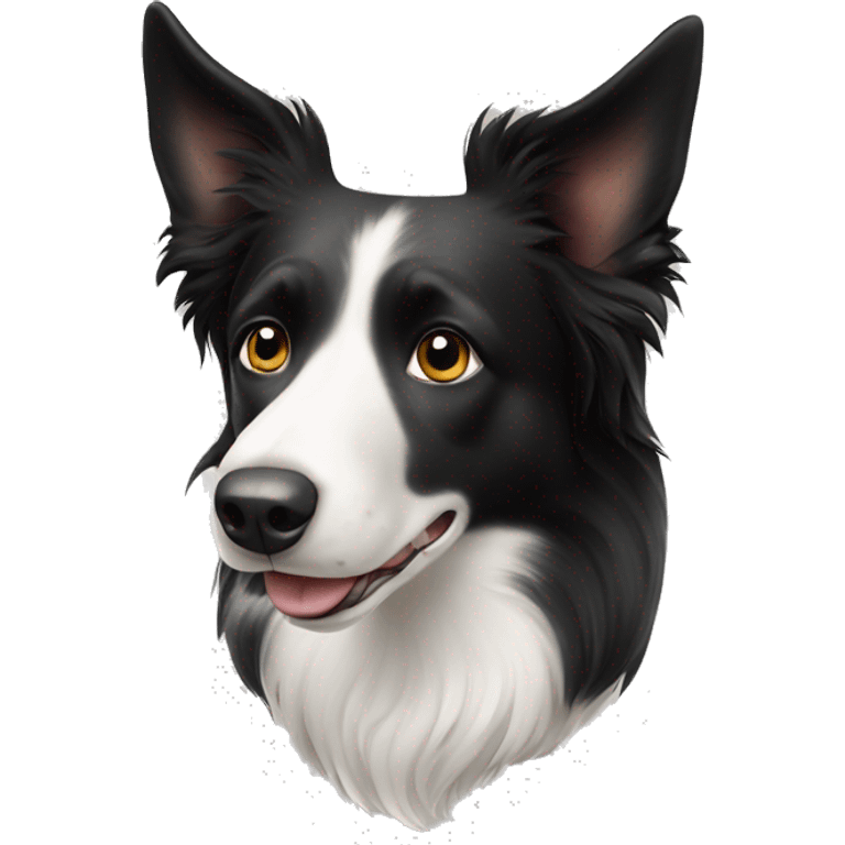 Black and white elderly dog short haired border collie  emoji