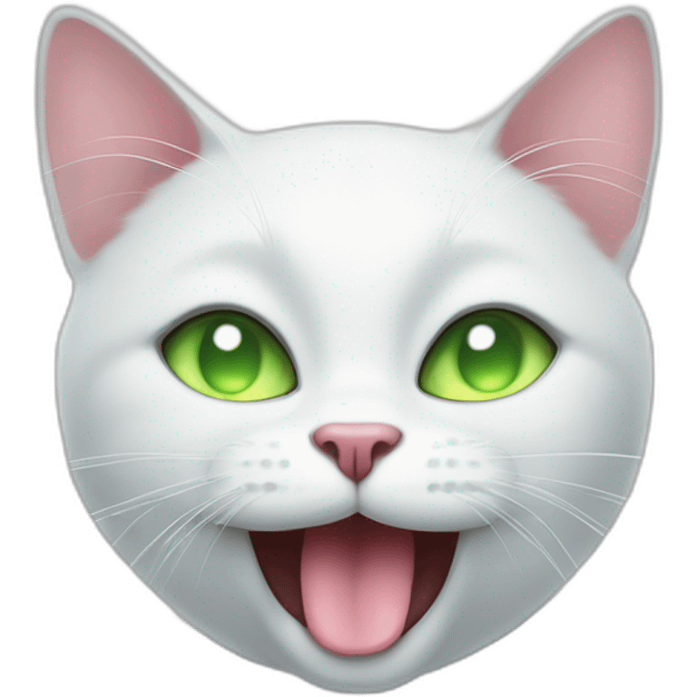 white cat with light green eyes is washing by tongue another black cat emoji