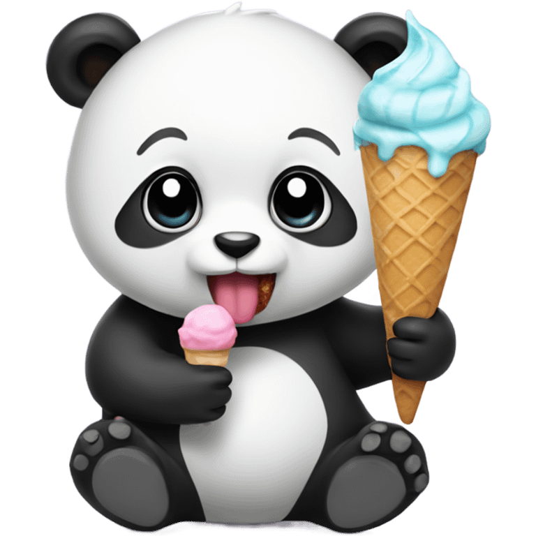 Panda eating ice cream emoji