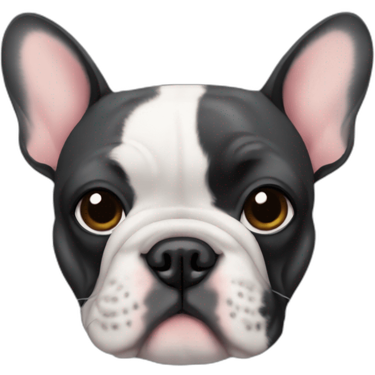 A French bulldog with an emo haircut emoji