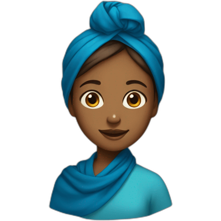 Brown girl with blue headscarf turns 10 emoji