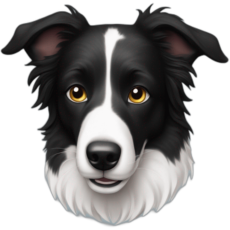 Skinny face Black and white Border collie dog emoji