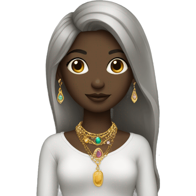 dark-skinned girl with jewelry and cagoul emoji