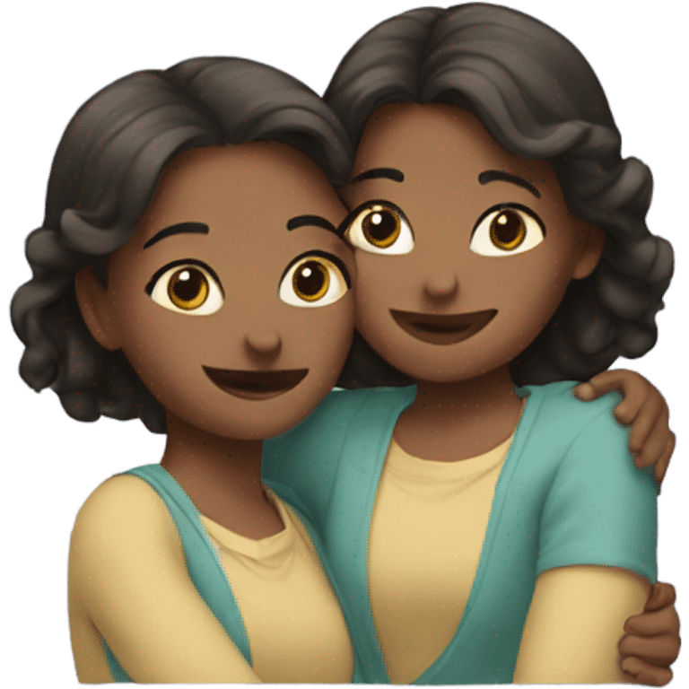 Two sisters hugging each other  emoji