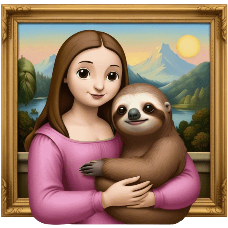 Pink sloth painting the Mona Lisa  emoji