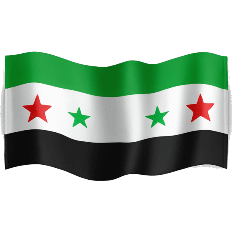 The new Syrian flag the one with green on top and white with 3 stars and then black emoji