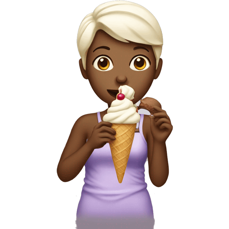 chic eating ice cream emoji