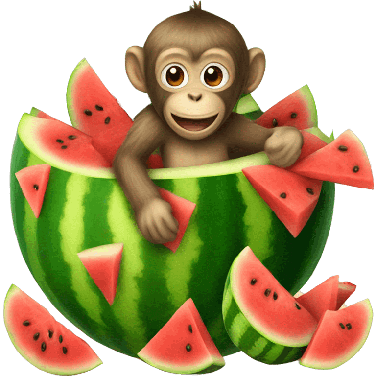 Monkey inside watermelon  emoji