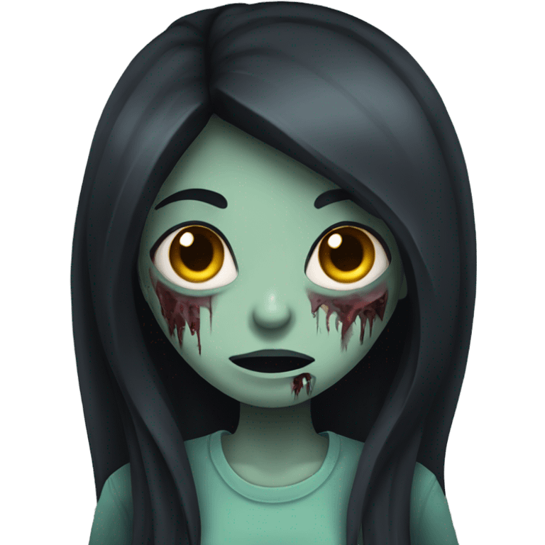 girl zombie with dark long hair emoji