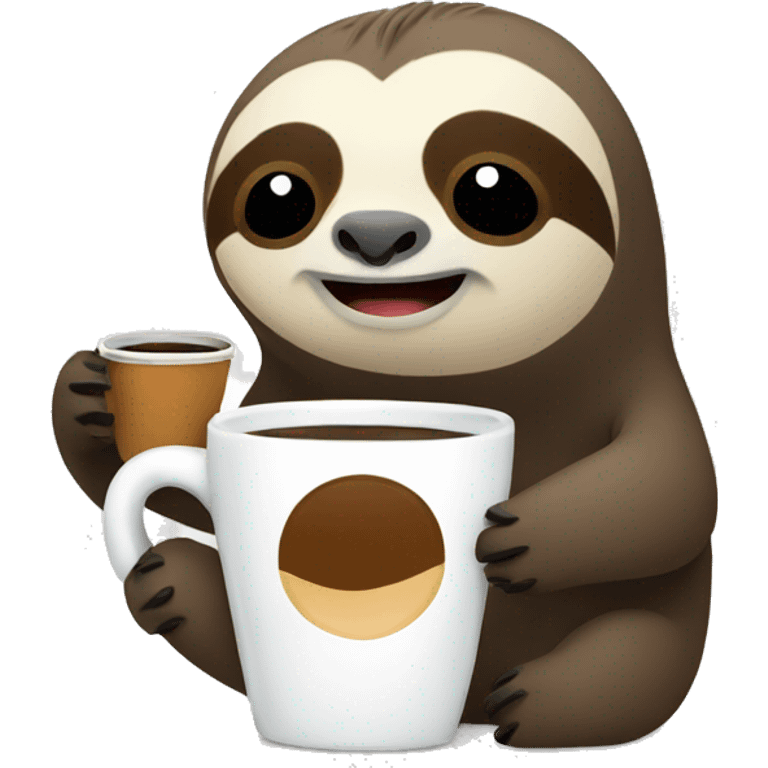 Sloth with coffee mug simple clean ios emojis emoji