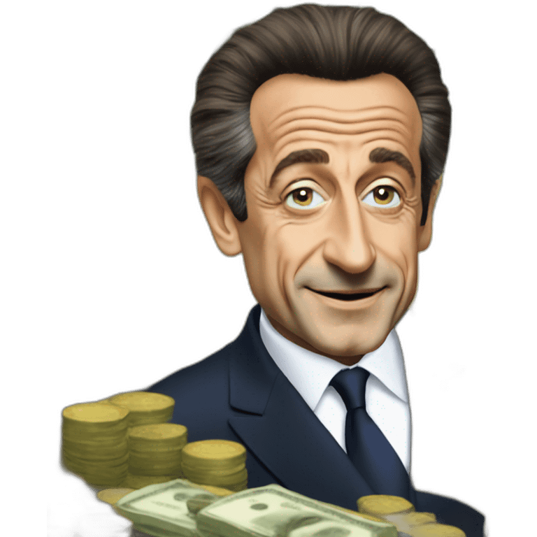 Nicolas Sarkozy avec du cash emoji