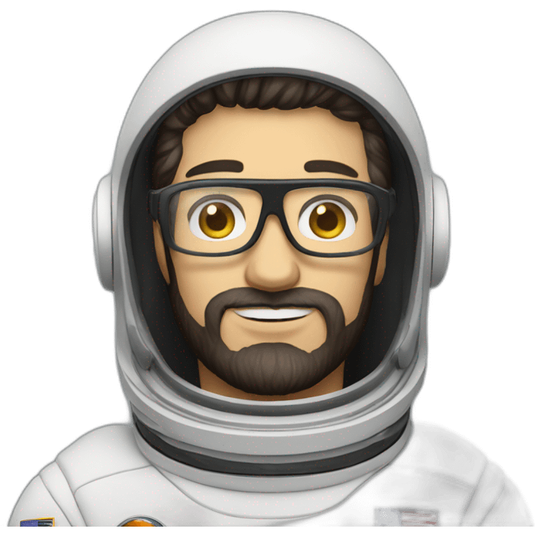 caucasian astronaut with black beard and white glasses emoji