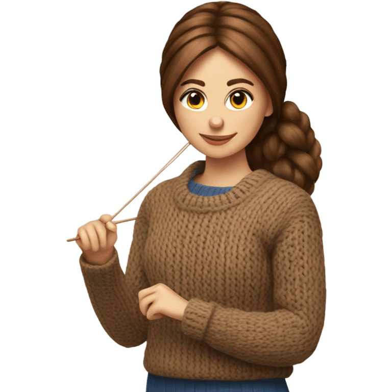 beautiful finnish brown hair woman knitting sweater  emoji