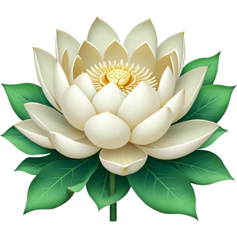 big bouquet White Lotus, luxuriant, stem, leaf emoji