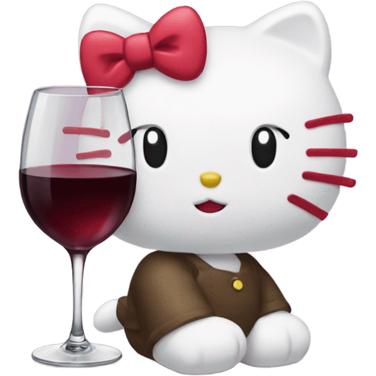 Hello Kitty drinking red wine emoji