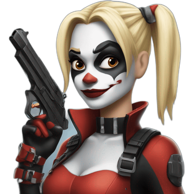 Harley Quinn with pistol emoji