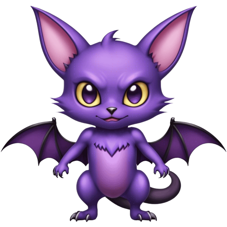 Shiny Dark Cute Cool Badass Noibat-Bat-Cat-fusion-hybrid full body emoji