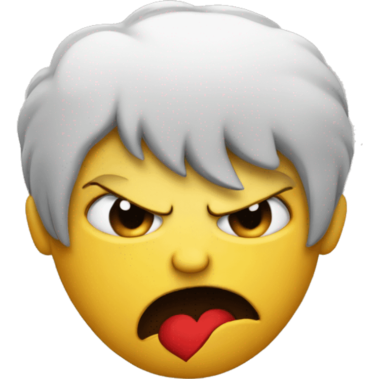 angry face holding a heart emoji