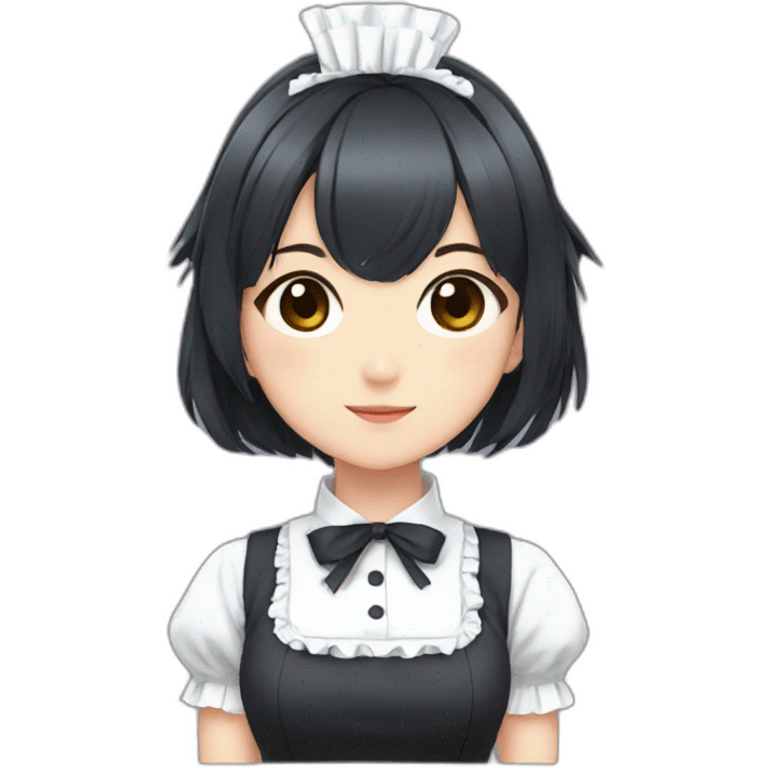 cute anime maid with short dark hair and short skirt emoji