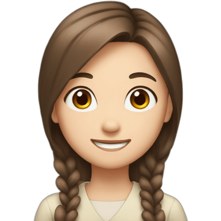 Girl, Japanese girl, brown hair, happy face emoji