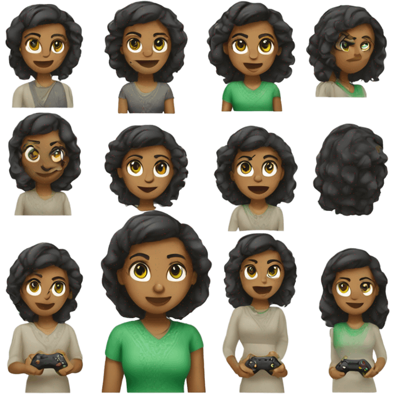 33yr old indian woman light skinned, green eyes,  playing video games emoji