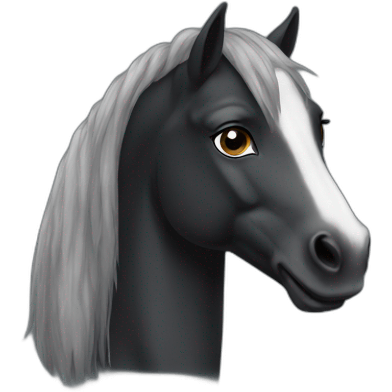 Dark bay pony with headmark  emoji