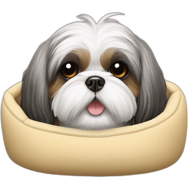 Shih tZu Dog in a dog bed  emoji