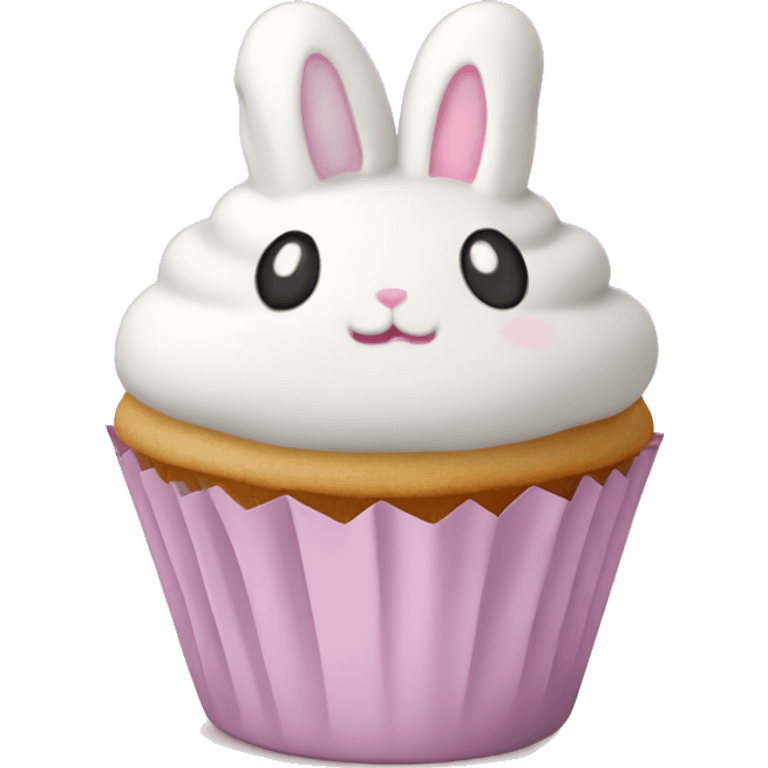 Easter white light pink cupcake bunny  emoji