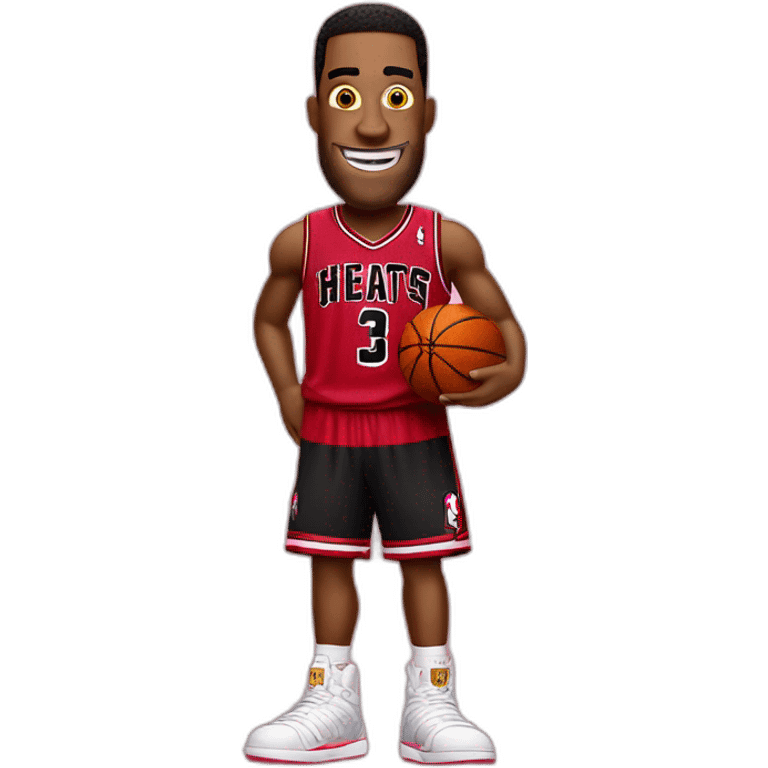 spongebob wearing red miami heat jersey holding basketball emoji