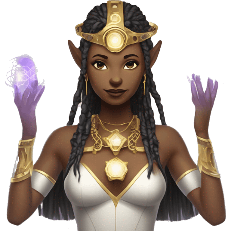 Technomancy Goddess is a mystical being who controls both magic and technology. She can cast spells on technological networks. Her powers blend the ancient art of magic with advanced cybernetics and technology. She can command machines emoji