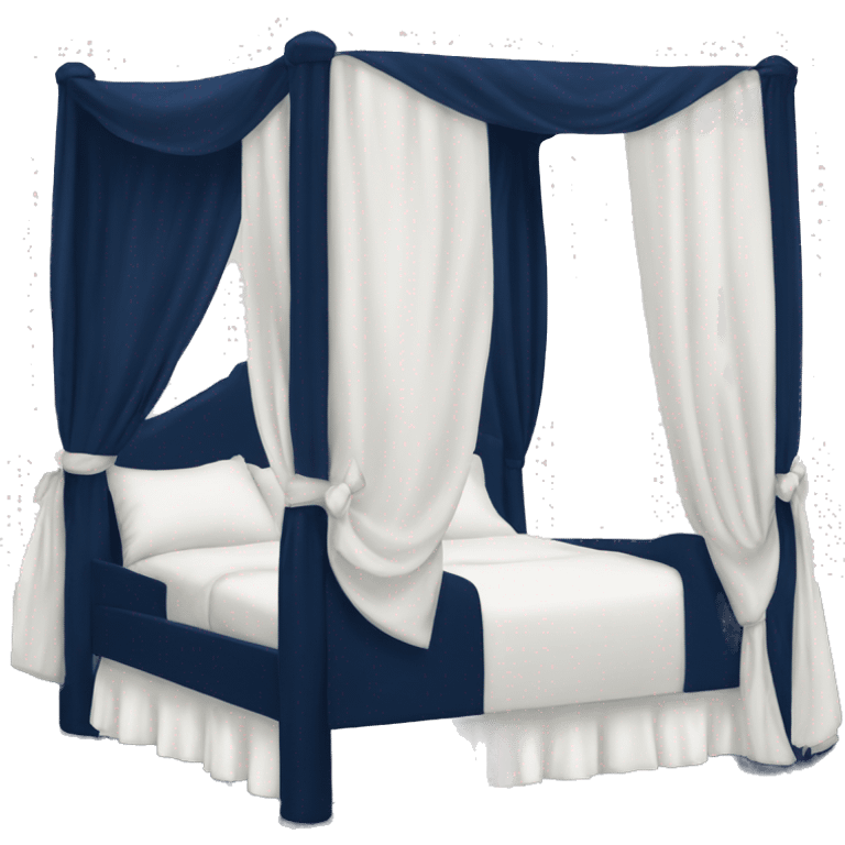 Navy blue canopy bed with white bows emoji