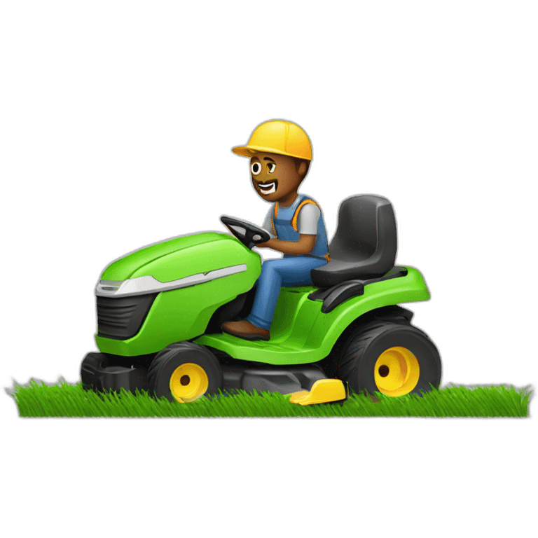 normal man cutting grass with lan mower emoji