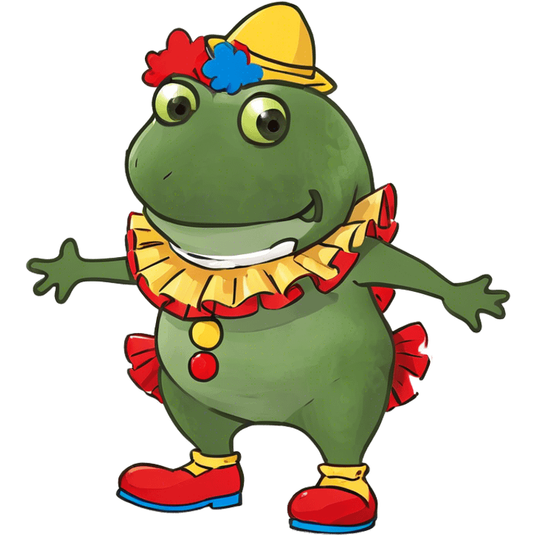 green frog dressed as a clown emoji