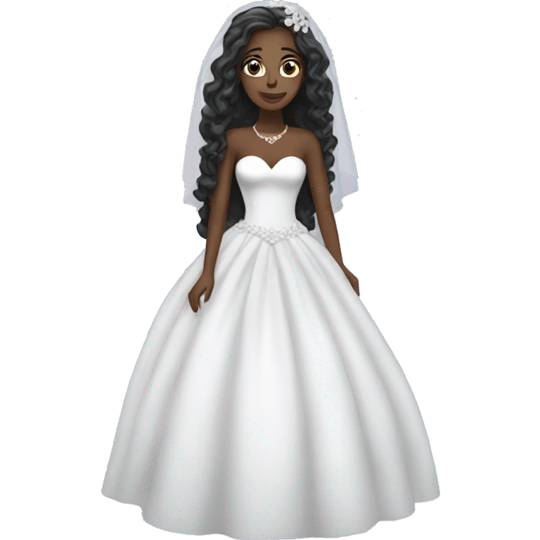 Black bride with long hair emoji