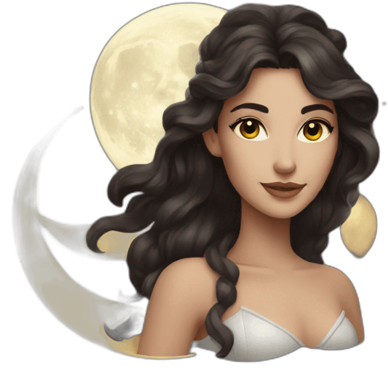 Brunette Moon goddess emoji