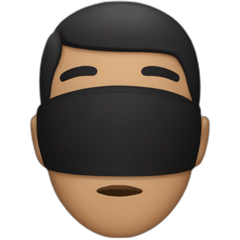 A person with light brown skin and black hair wearing a black mask  emoji