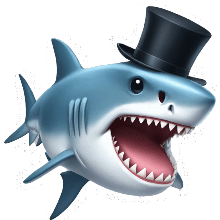 Shark with a top hat emoji