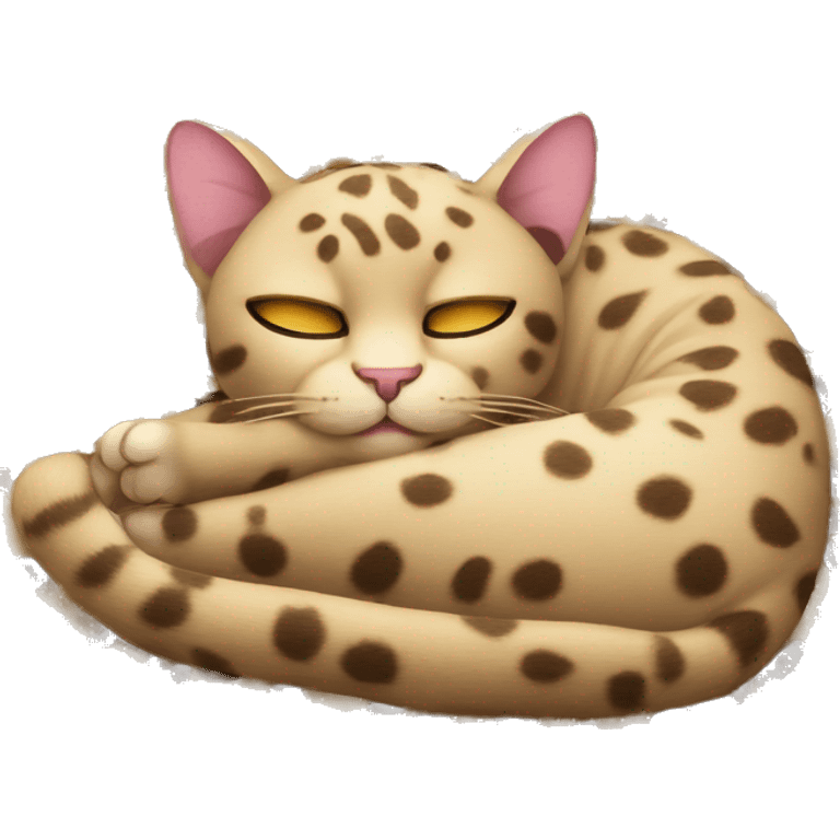 Cat looking like a leopard is sleeping emoji